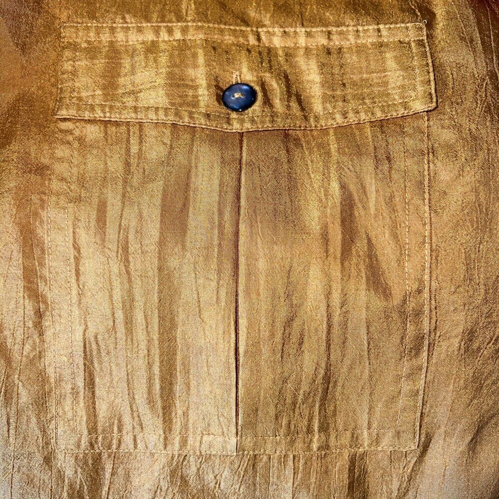 Josephine Vintage 90s Womens 10 Blouse Satin Orange Pockets Button Up 3/4 Sleeve - Picture 8 of 12
